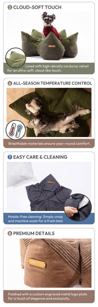 OULU X PEHOM - CUDDLE PET PILLOW BED- Navy Blue / Olive Green / Canyon Brown