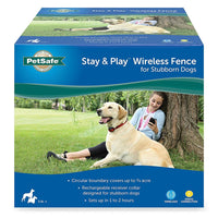 PetSafe Stay + Play Wireless Fence for Stubborn Dogs, Rechargeable Collar, Up to 3/4 Acre Boundary