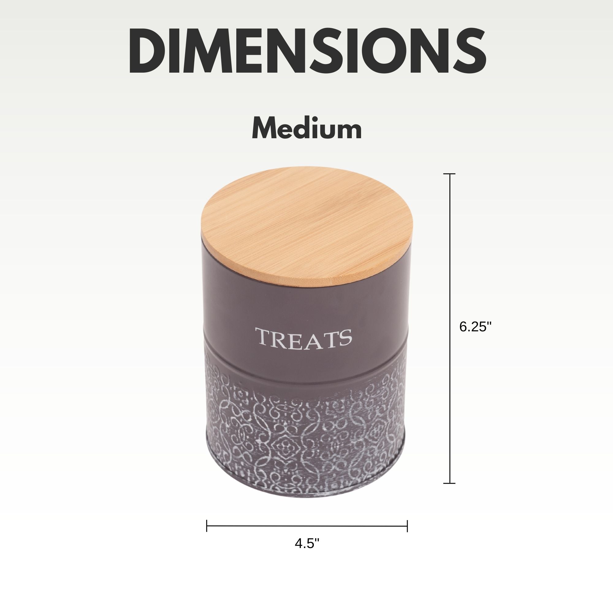 Country Living Dog Treat Canisters - Set of 2 Carbon Steel Jars with Bamboo Lids – Volcanic Gray - BIG FRENCHIES