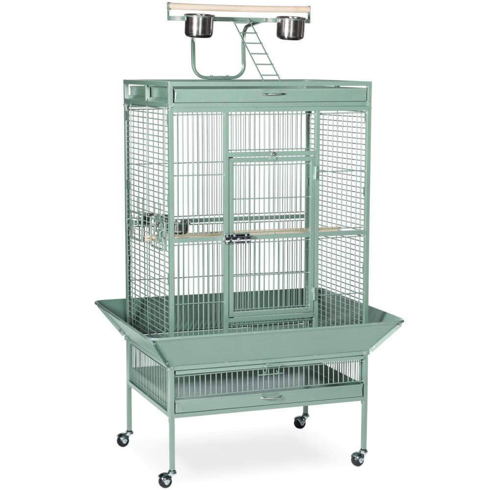Prevue Pet Products Large Select Wrought Iron Play Top Bird Cage 3153 in Pewter with Push Button Door Lock