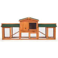 Prevue Pet Products 4600 Rabbit Hutch with Double Run, 7-Foot Indoor/Outdoor Hutch for 1 to 3 Small Rabbits