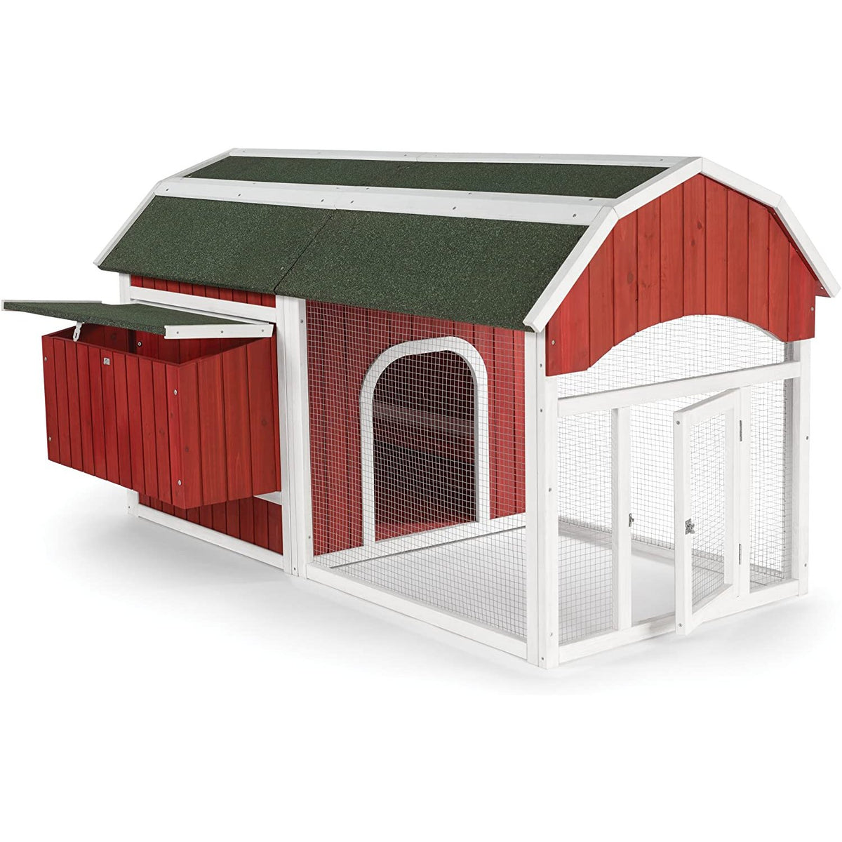 Prevue Pet Products 465 Barn Chicken Coop with Protected Run, Roosting Bars and 3-Slot Nest Box for 4 to 6 Hens