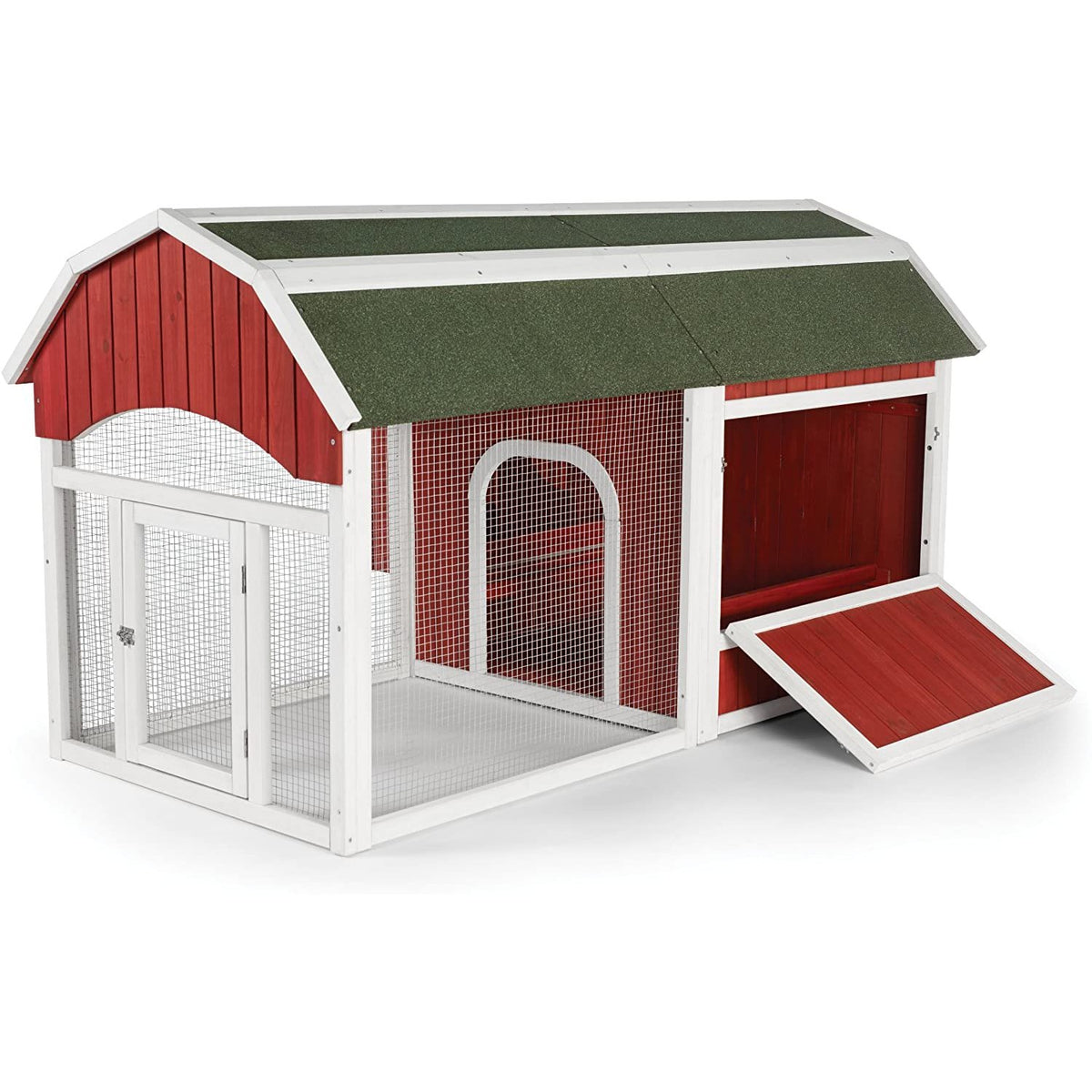 Prevue Pet Products 465 Barn Chicken Coop with Protected Run, Roosting Bars and 3-Slot Nest Box for 4 to 6 Hens