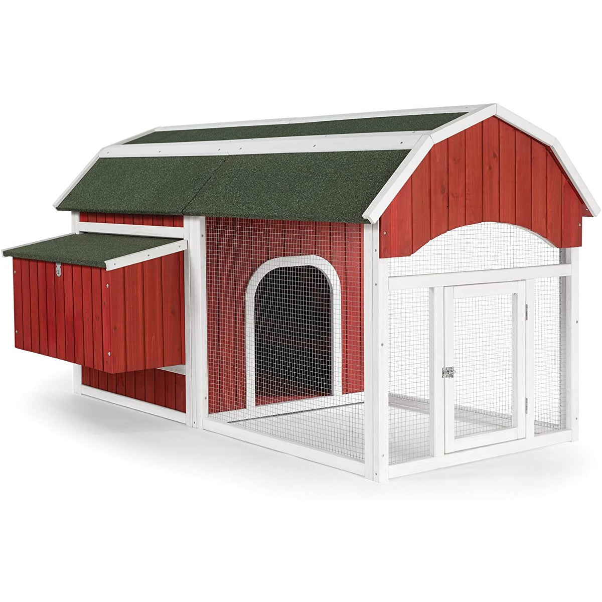 Prevue Pet Products 465 Barn Chicken Coop with Protected Run, Roosting Bars and 3-Slot Nest Box for 4 to 6 Hens