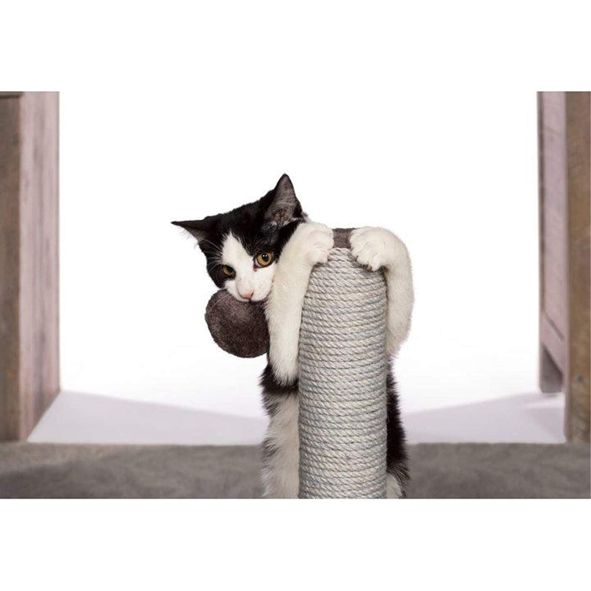 Prevue Pet Products Kitty Power Paws Play & Scratch 7151, 20.5" Jute Scratching Post with Puff Ball Toy