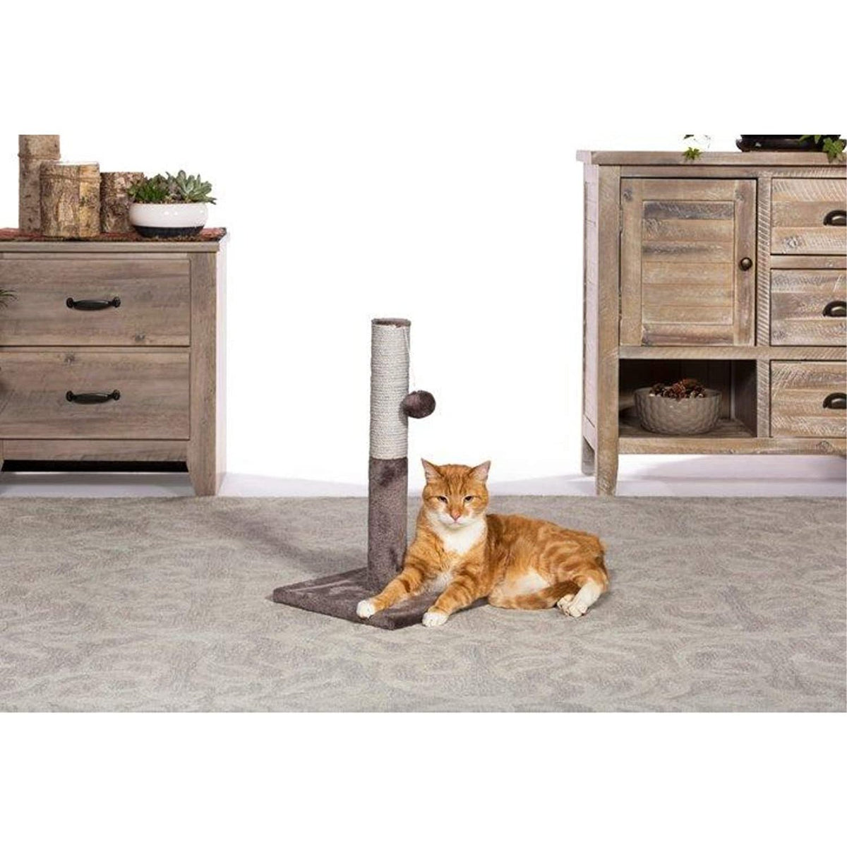 Prevue Pet Products Kitty Power Paws Play & Scratch 7151, 20.5" Jute Scratching Post with Puff Ball Toy