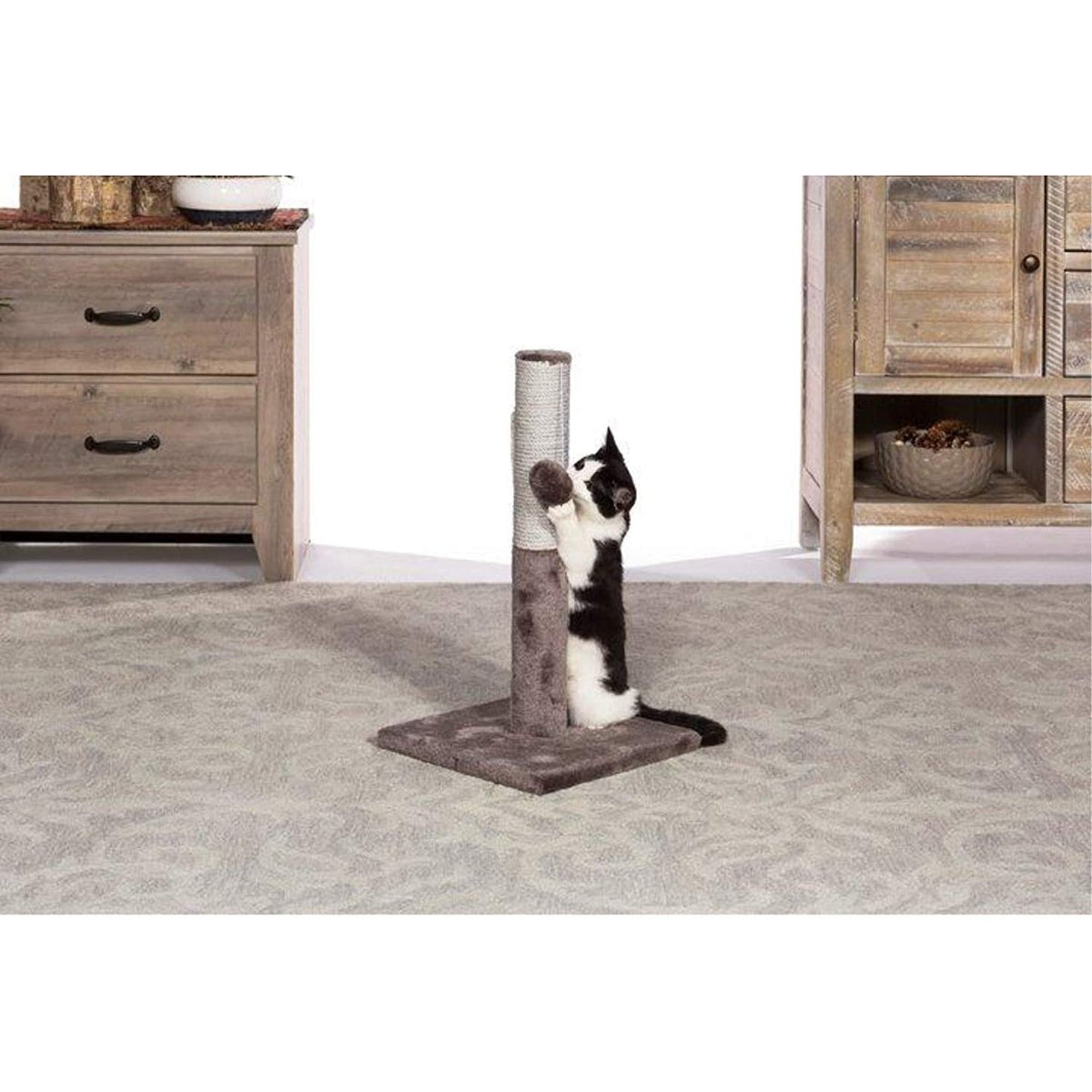 Prevue Pet Products Kitty Power Paws Play & Scratch 7151, 20.5" Jute Scratching Post with Puff Ball Toy