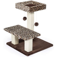Prevue Pet Products Kitty Power Paws Leopard Terrace 7300 Cat Tree with Bolstered Day Bed and Jute Posts