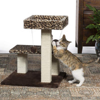 Prevue Pet Products Kitty Power Paws Leopard Terrace 7300 Cat Tree with Bolstered Day Bed and Jute Posts