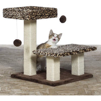 Prevue Pet Products Kitty Power Paws Leopard Terrace 7300 Cat Tree with Bolstered Day Bed and Jute Posts