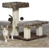 Prevue Pet Products Kitty Power Paws Leopard Terrace 7300 Cat Tree with Bolstered Day Bed and Jute Posts