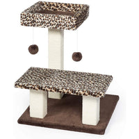 Prevue Pet Products Kitty Power Paws Leopard Terrace 7300 Cat Tree with Bolstered Day Bed and Jute Posts