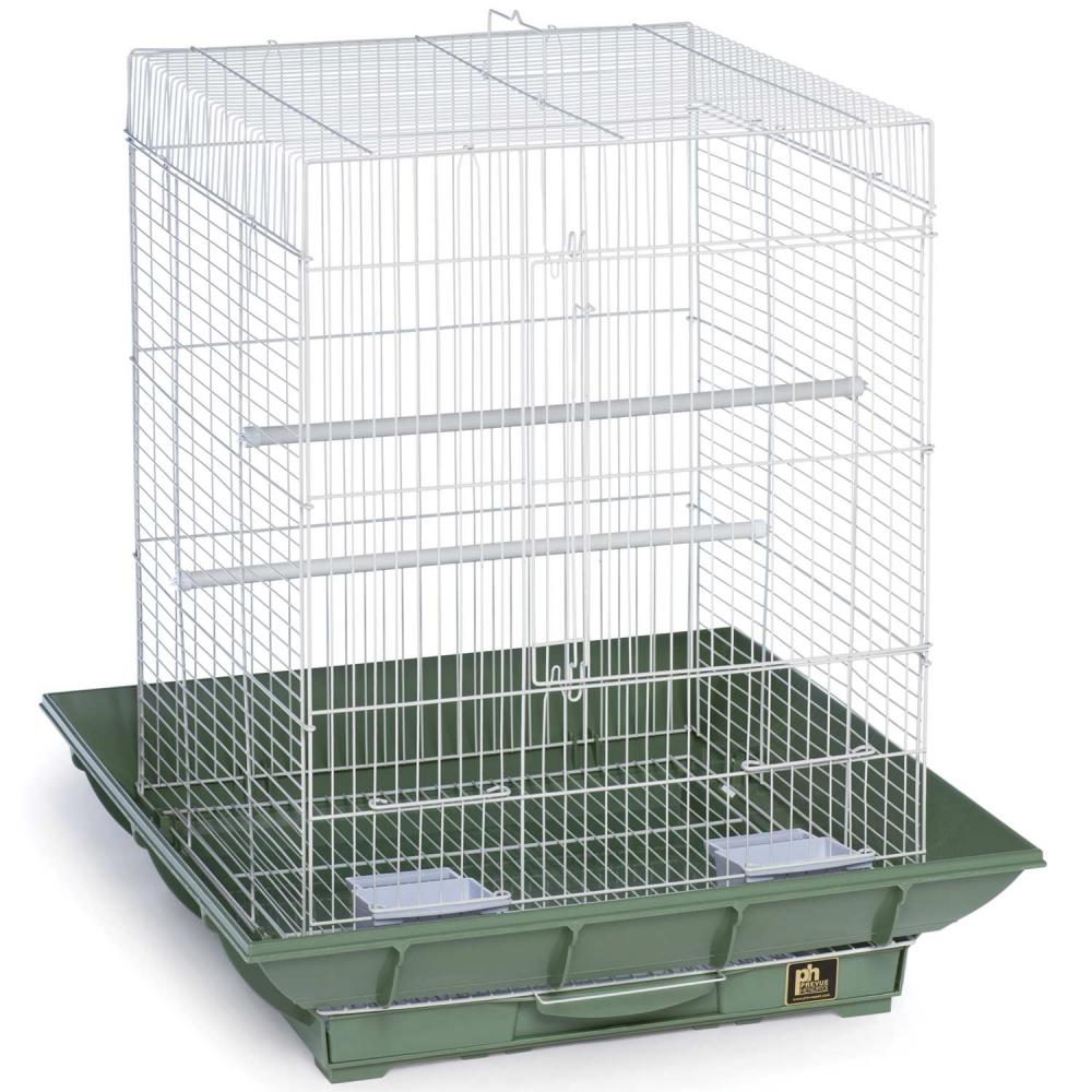 Prevue Pet Products Clean Life Small Flight Cage 850 All-White Bird Cage, 18" x 18" x 24" with Seed Guard