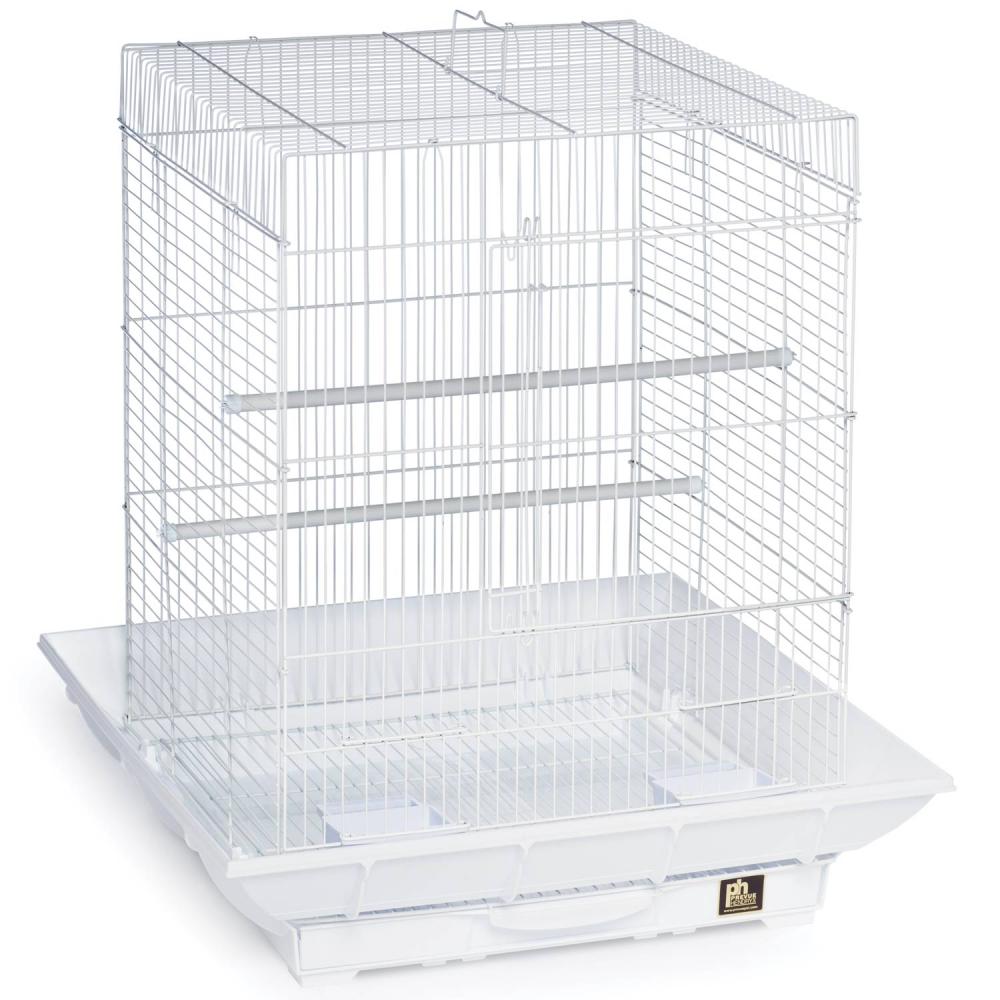 Prevue Pet Products Clean Life Small Flight Cage 850 All-White Bird Cage, 18" x 18" x 24" with Seed Guard