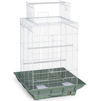 Prevue Pet Products Clean Life Play Top Bird Cage 851 All-White, 18" x 18" x 27" with Integrated Seed Guard