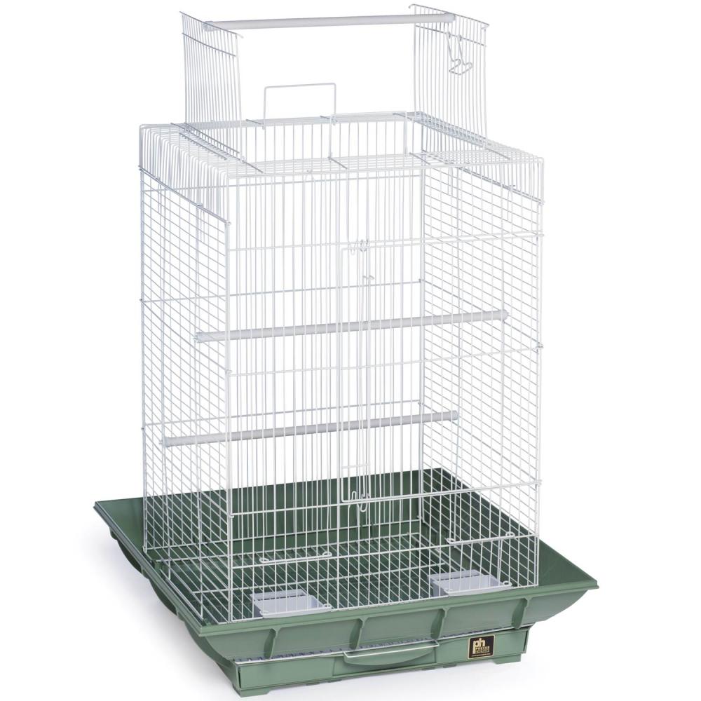 Prevue Pet Products Clean Life Play Top Bird Cage 851 All-White, 18" x 18" x 27" with Integrated Seed Guard