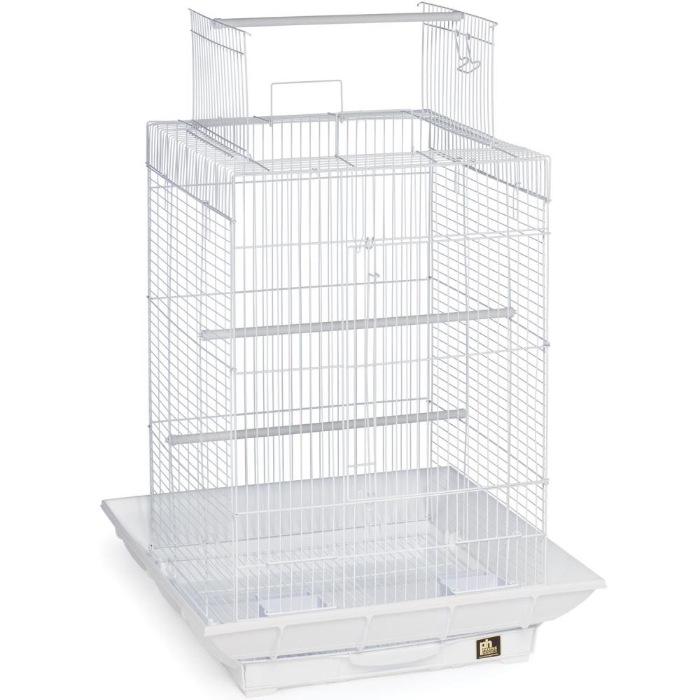 Prevue Pet Products Clean Life Play Top Bird Cage 851 All-White, 18" x 18" x 27" with Integrated Seed Guard