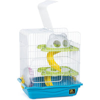 Prevue Pet Products Small Hamster Haven SP2003 in Blue, Tri-Level Cage with Exercise Wheel and Hideaway Dome