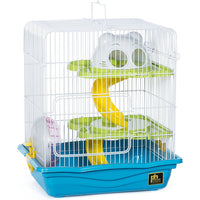 Prevue Pet Products Small Hamster Haven SP2003 in Blue, Tri-Level Cage with Exercise Wheel and Hideaway Dome