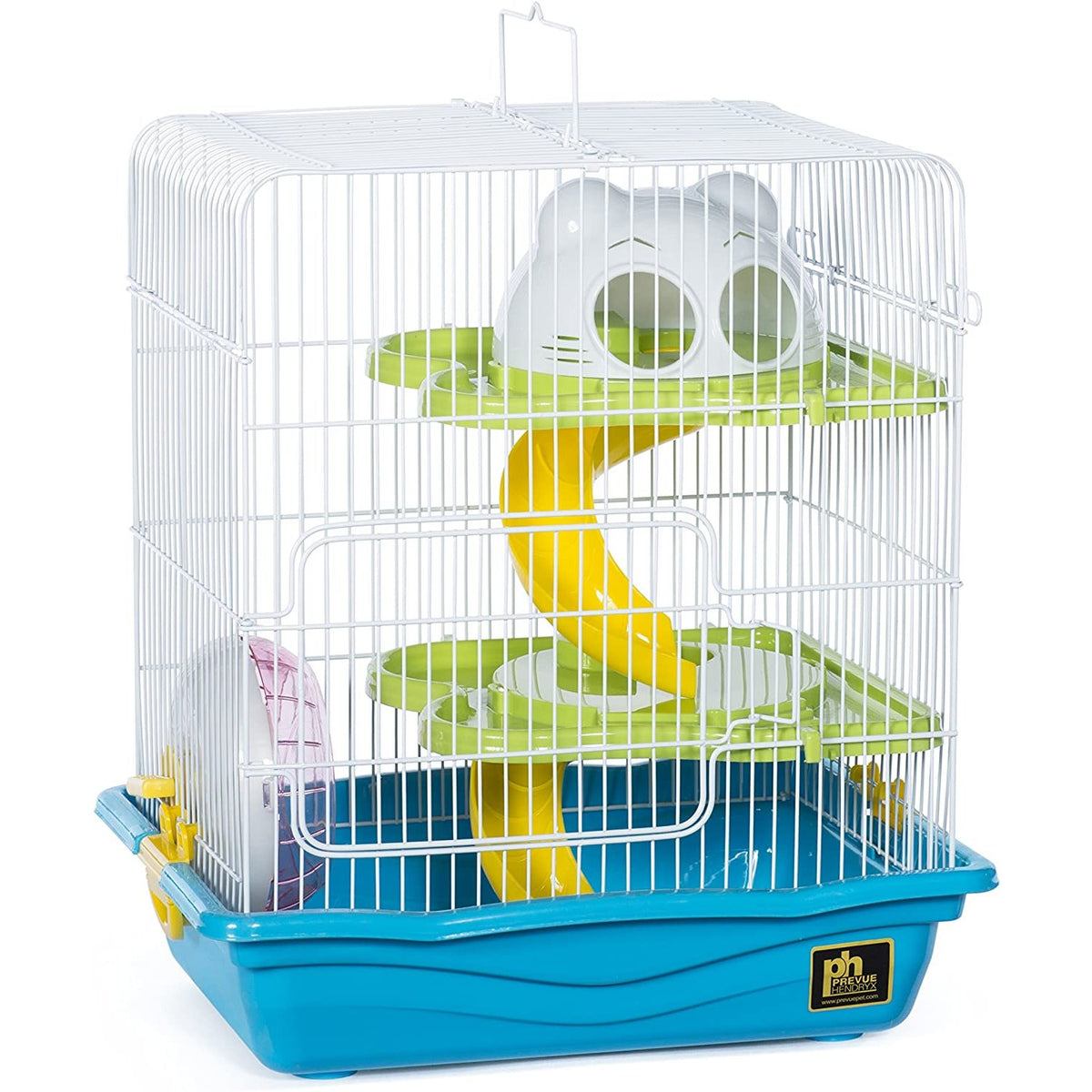 Prevue Pet Products Small Hamster Haven SP2003 in Blue, Tri-Level Cage with Exercise Wheel and Hideaway Dome