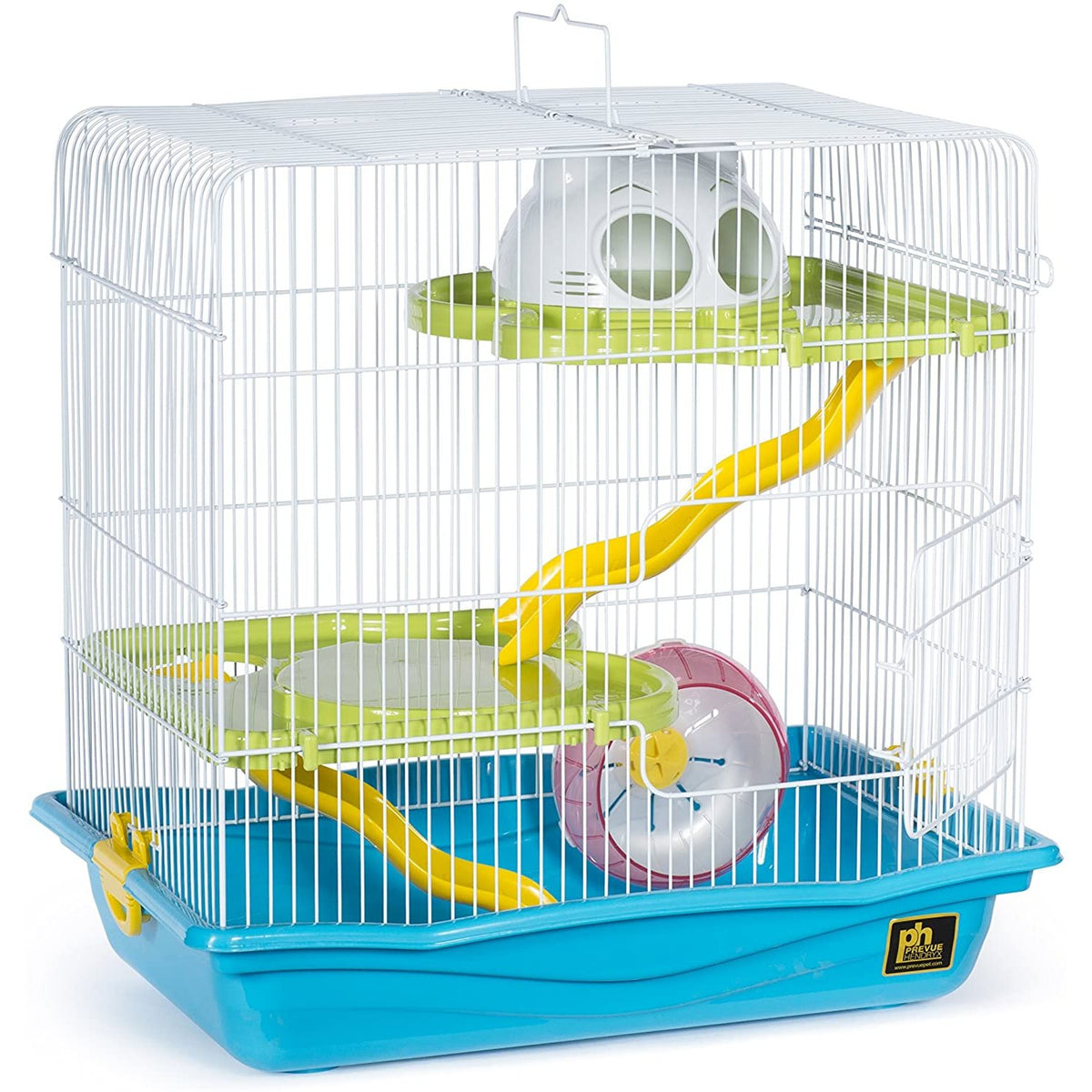 Prevue Pet Products Medium Hamster Haven SP2004 Blue Tri-Level Hamster Cage, 17 3/4" with Two Ramps and Wheel