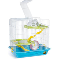 Prevue Pet Products Medium Hamster Haven SP2004 Blue Tri-Level Hamster Cage, 17 3/4" with Two Ramps and Wheel