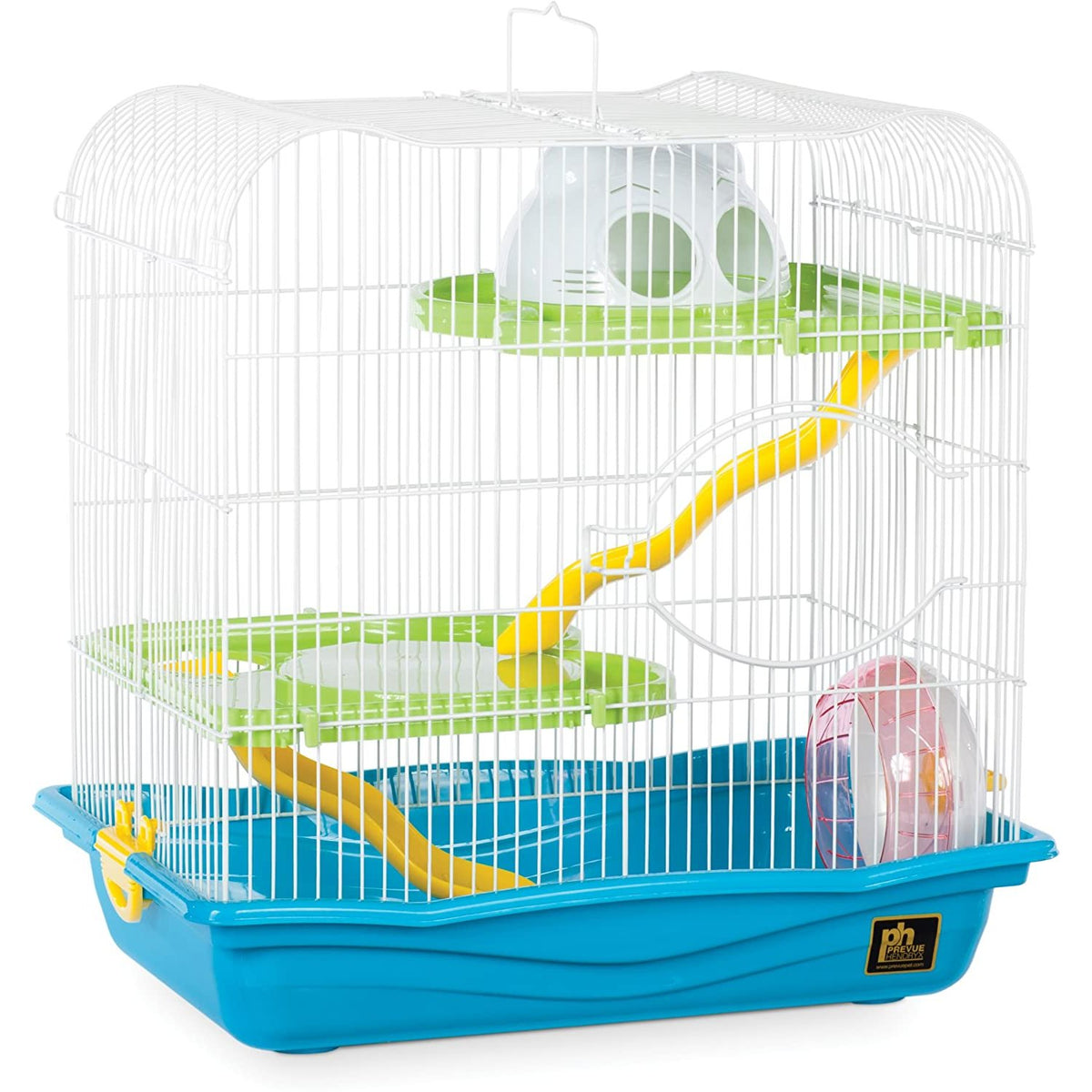 Prevue Pet Products Medium Hamster Haven SP2004 Blue Tri-Level Hamster Cage, 17 3/4" with Two Ramps and Wheel