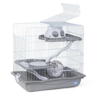 Prevue Pet Products Medium Hamster Haven SP2004GRAY - Gray Tri-Level Hamster Cage with Wheel, Ramps and Hideaway