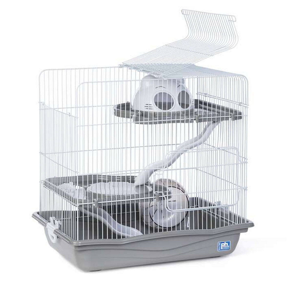 Prevue Pet Products Medium Hamster Haven SP2004GRAY - Gray Tri-Level Hamster Cage with Wheel, Ramps and Hideaway