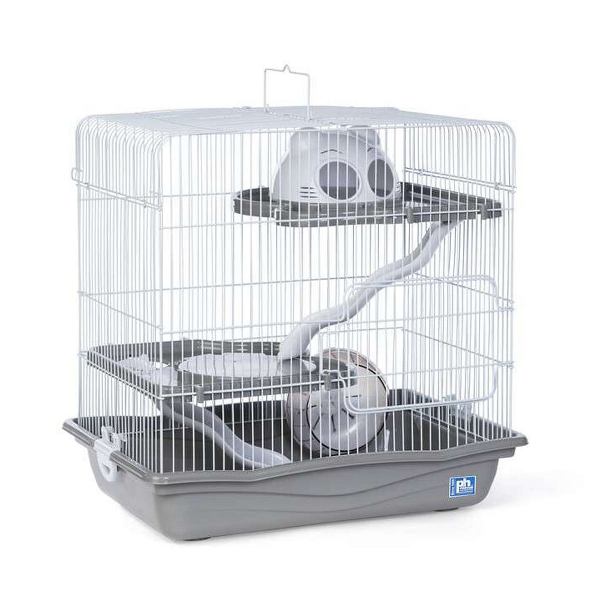 Prevue Pet Products Medium Hamster Haven SP2004GRAY - Gray Tri-Level Hamster Cage with Wheel, Ramps and Hideaway