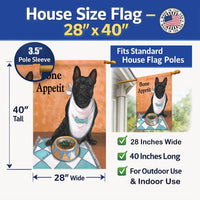 French Bulldog Bone Appetit House Flag 28x40 Porch Sleeve Pole Decorative Outside Yard Banner Artwork Wall Hanging, Polyester