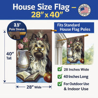 Yorkie Teacher's Pet House Flag 28x40 Porch Sleeve Pole Decorative Outside Yard Banner Artwork Wall Hanging, Polyester