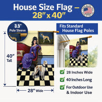 Whippet Elegance and Grace House Flag 28x40 Porch Sleeve Pole Decorative Outside Yard Banner Artwork Wall Hanging, Polyester