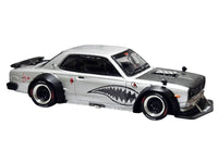 Skyline GT-R V8 Drift "Hakosuka" RHD (Right Hand Drive) Silver Metallic with Carbon Hood and Shark Mouth Graphics "Enigma Exclusive Edition" 1/64 Diecast Model Car by Pop Race