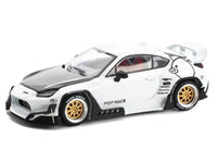 Toyota Pandem GR86 White with Carbon Hood "Enigma Exclusive Edition" 1/64 Diecast Model Car by Pop Race