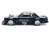 Skyline GT-R V8 Drift "Hakosuka" RHD (Right Hand Drive) "Coca-Cola Zero" Dark Chrome and Black 1/64 Diecast Model Car by Pop Race