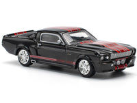 Shelby Mustang GT500 Dark Chrome with Red Stripes 1/64 Diecast Model Car by Pop Race