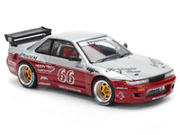 Nissan Pandem S13 RHD (Right Hand Drive) #66 "Moontech" Silver and Red Metallic 1/64 Diecast Model Car by Pop Race