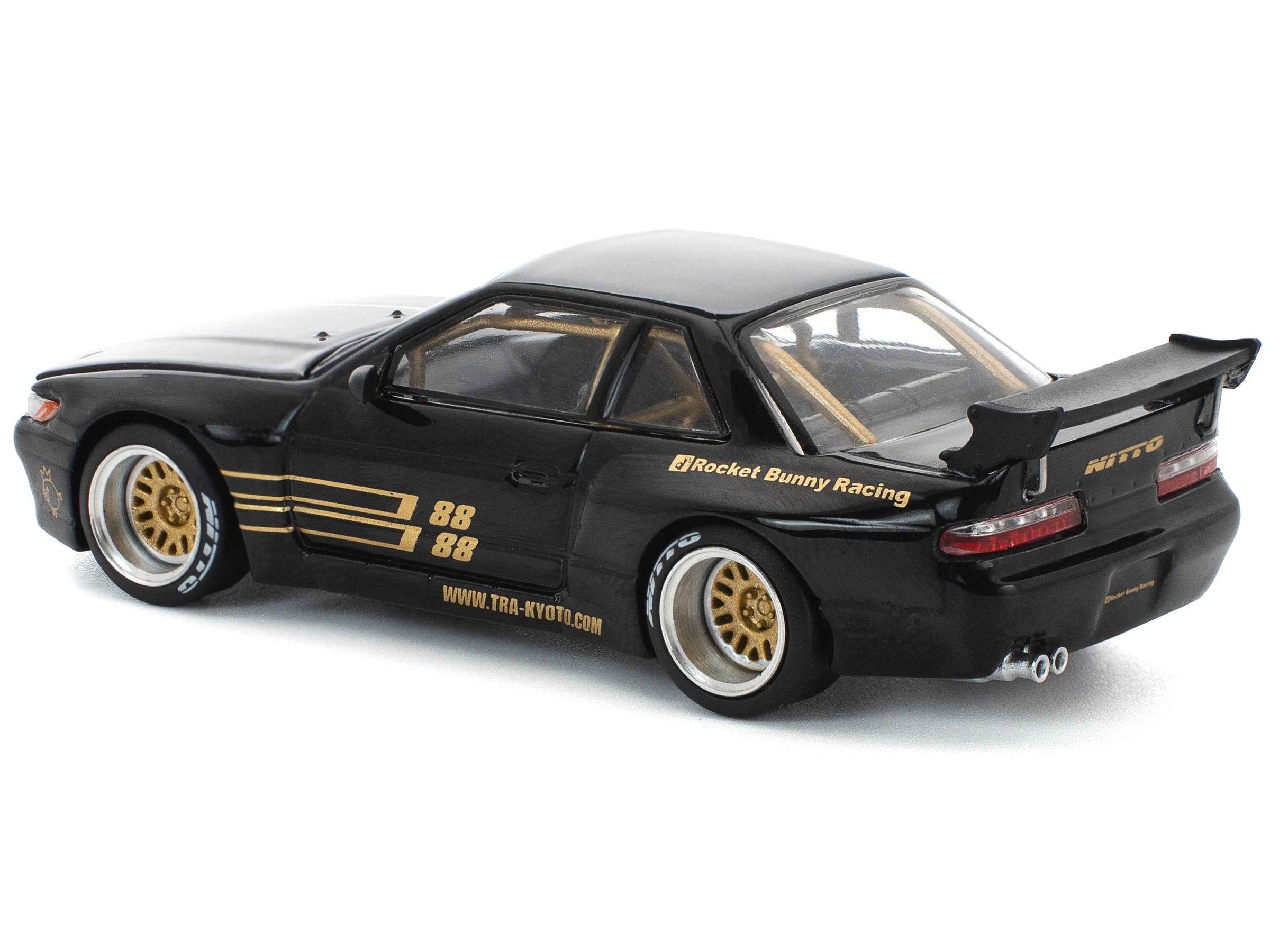 Pandem S13 RHD (Right Hand Drive) Black with Gold Accents 1/64 Diecast Model Car by Pop Race