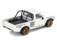 Datsun Pandem 620 Pickup Truck "Rocket Bunny Racing" White with Graphics 1/64 Diecast Model Car by Pop Race