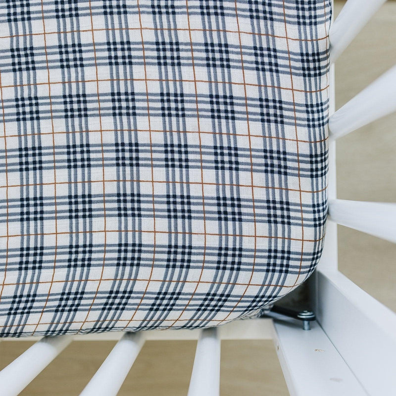 Vintage Plaid Muslin Crib Sheet - BIG FRENCHIES