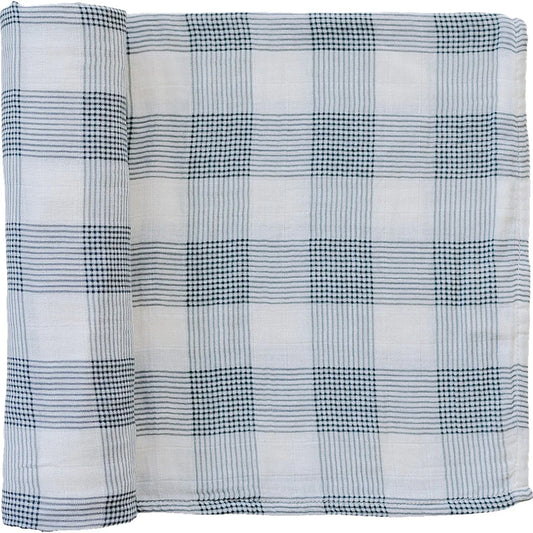 Coastal Plaid Muslin Swaddle Blanket - BIG FRENCHIES