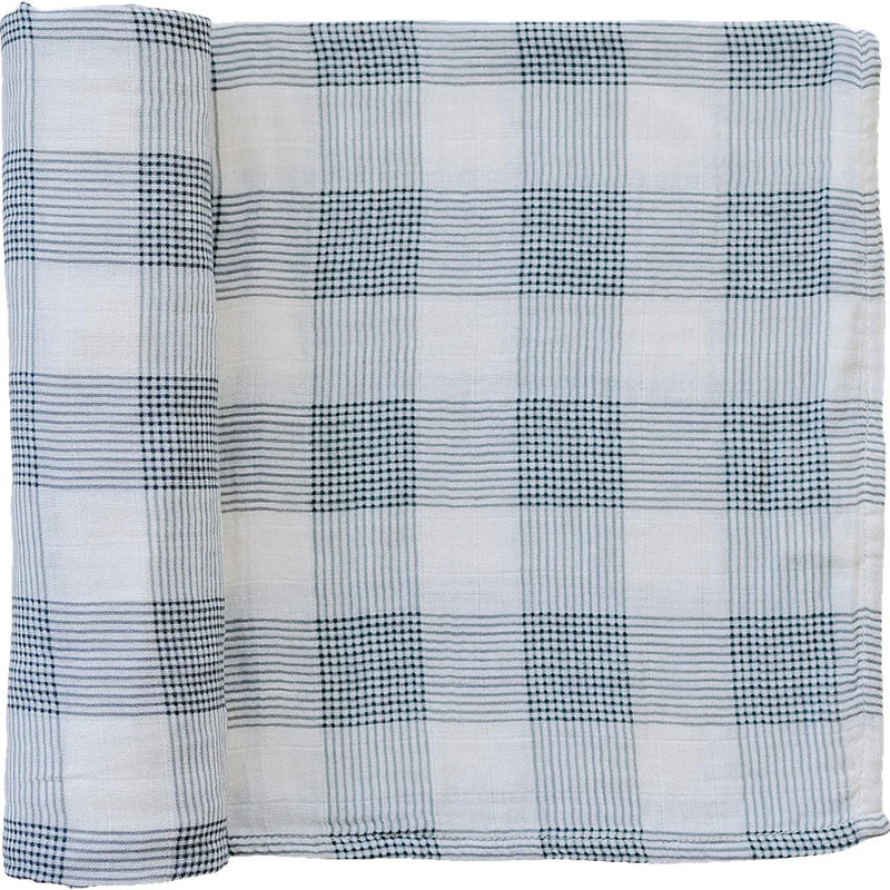 Coastal Plaid Muslin Swaddle Blanket - BIG FRENCHIES