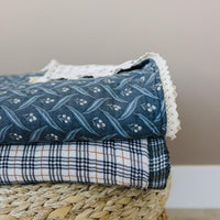 Navy Berry + Cream Berry Lace Twin Muslin Quilt - BIG FRENCHIES