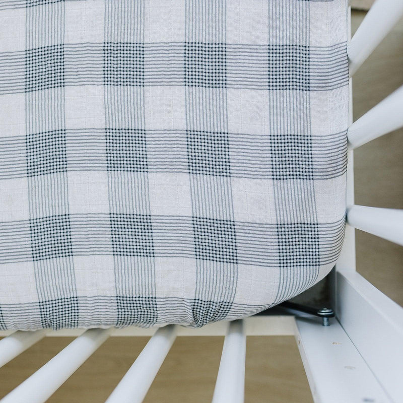 Coastal Plaid Muslin Crib Sheet - BIG FRENCHIES