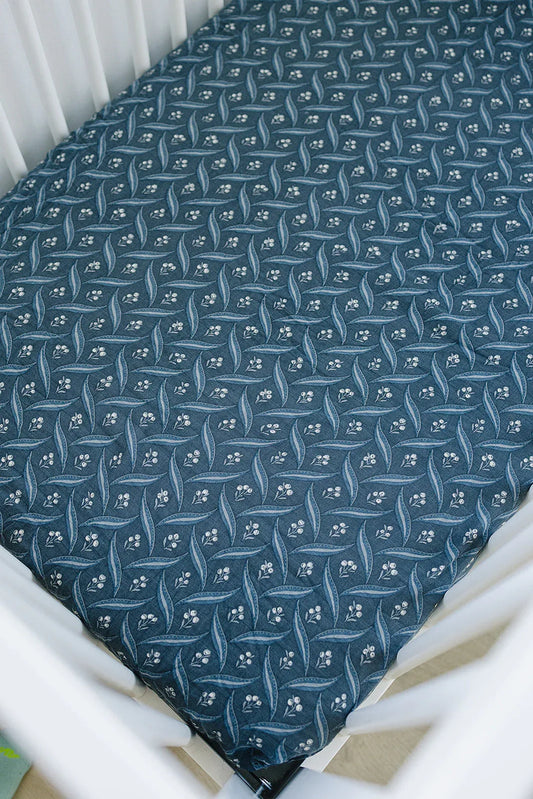 Navy Berry Muslin Crib Sheet - BIG FRENCHIES