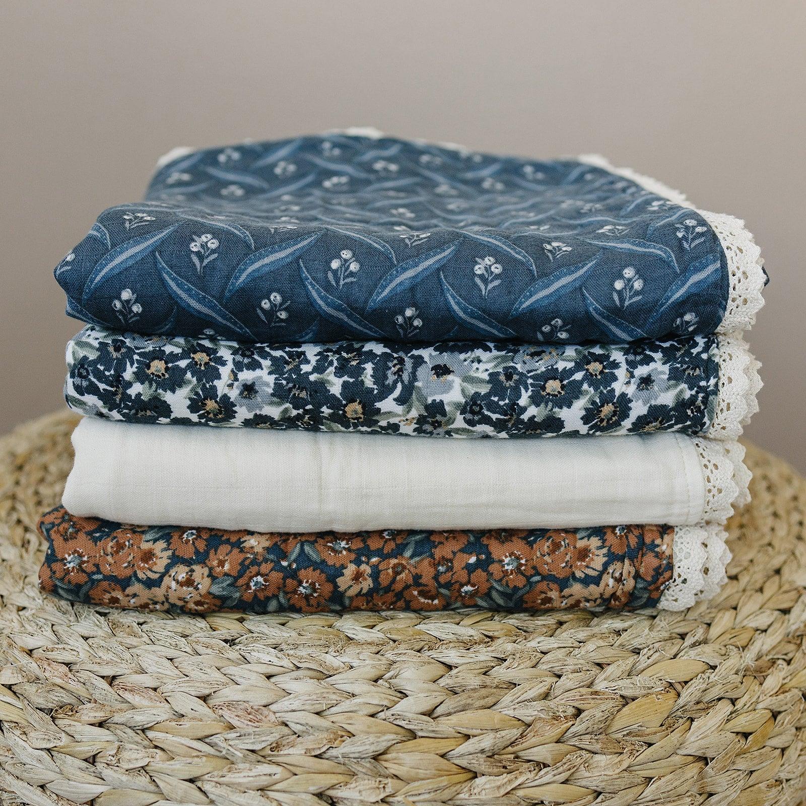 Navy Berry + Cream Berry Lace Muslin Quilt - BIG FRENCHIES