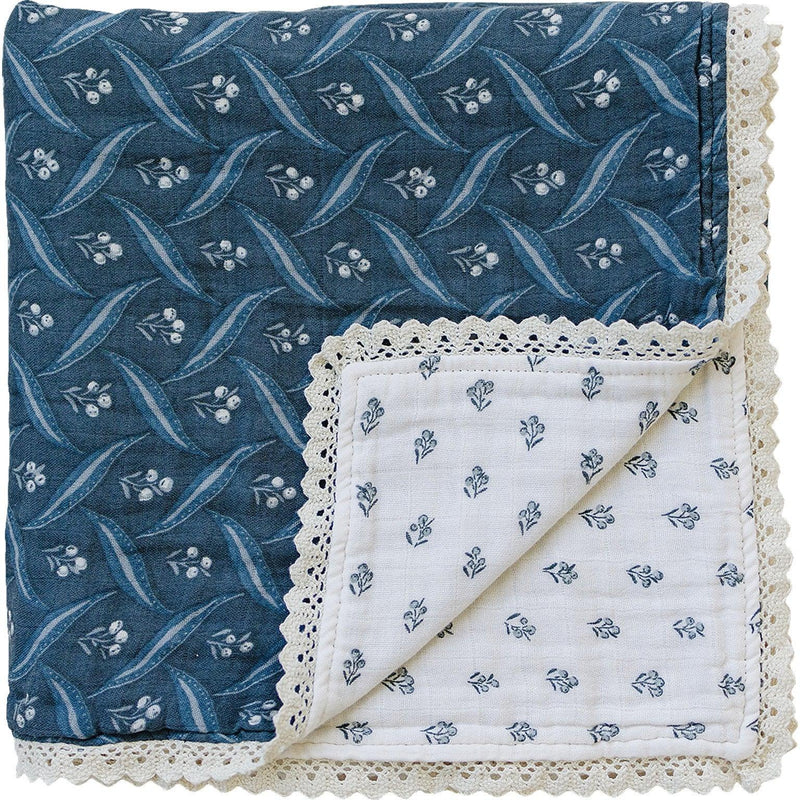 Navy Berry + Cream Berry Lace Muslin Quilt - BIG FRENCHIES