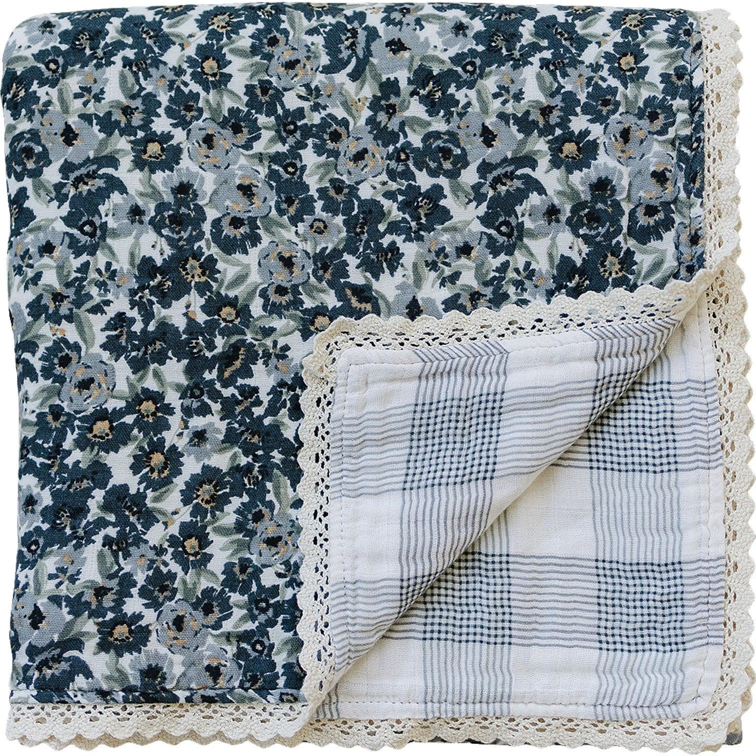 Liberty Floral + Coastal Plaid Lace Muslin Quilt - BIG FRENCHIES