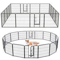 16 Panel 24/32/40 Inches Height Dog Playpen with Lock and Large Door-24 inches
